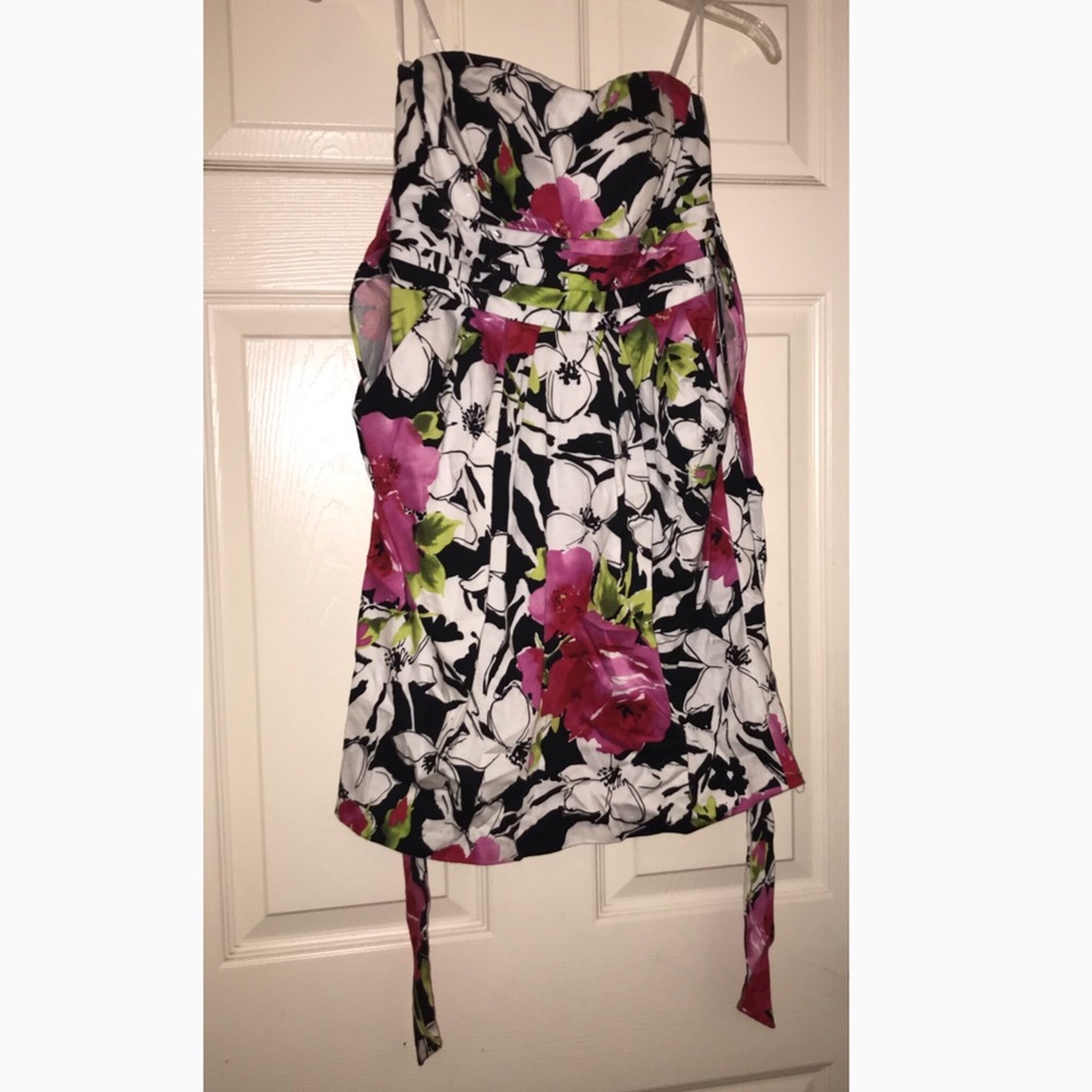 Strapless Floral Dress